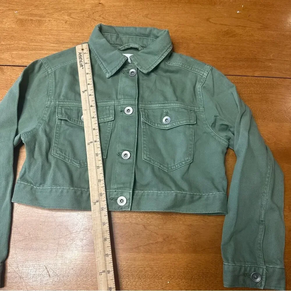 Children's Place Little Girl's‎ Olive Green Jean Jacket Sz 7/8 Layering Classic